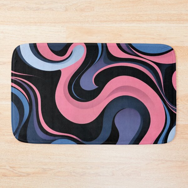 Item preview, Abstract Liquid Swirl Pattern Pink Blue Wavy Lines Retro Groovy Print designed and sold by LYAN-STORE.