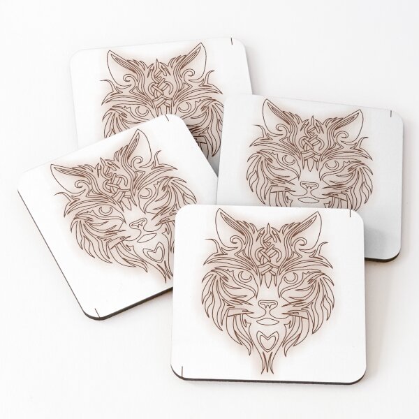 Item preview, Ornate Line Art Feline or Geometric Tribal Wolf designed and sold by Joshbrowny.