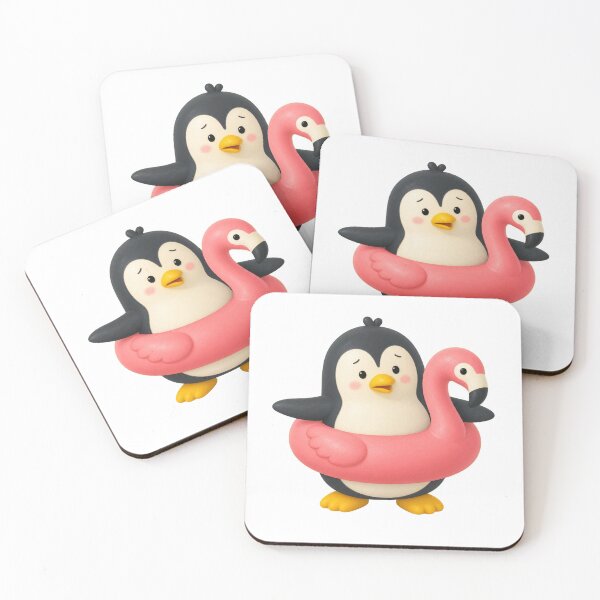 Item preview, Penguin in Flamingo Swim Ring designed and sold by Idans.