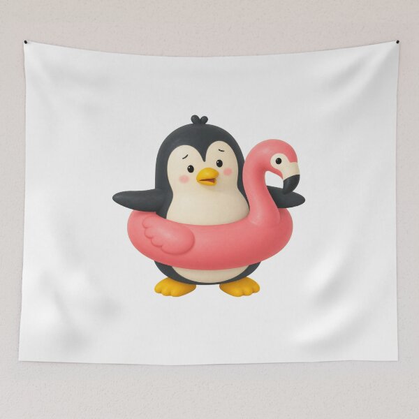 Item preview, Penguin in Flamingo Swim Ring designed and sold by Idans.