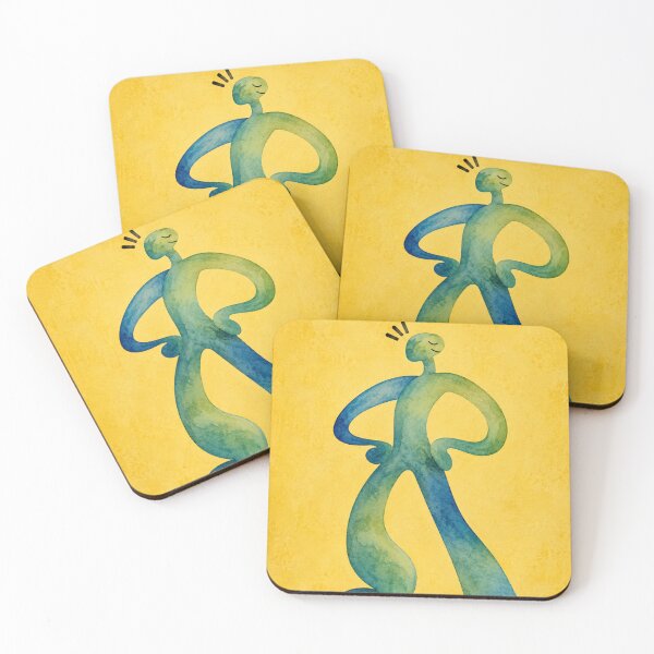 Item preview, Groovy Watercolor Figure – Abstract Funky Character Art Print – Yellow & Teal designed and sold by @SHINTOSARTSTORE.