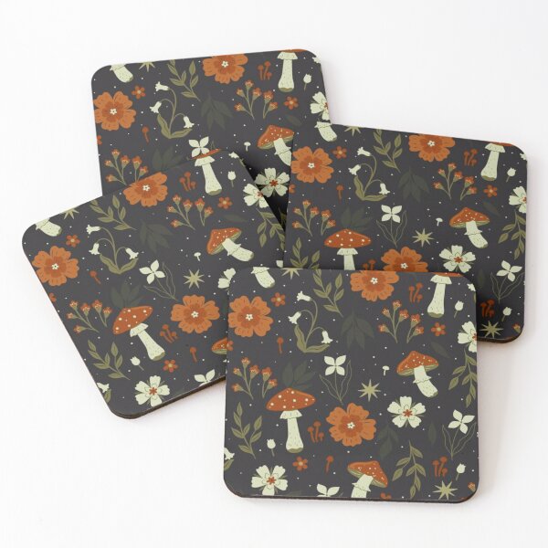 Item preview, Dark Cottagecore Mushroom Pattern Vintage Floral Amanita Botanical Print designed and sold by LYAN-STORE.
