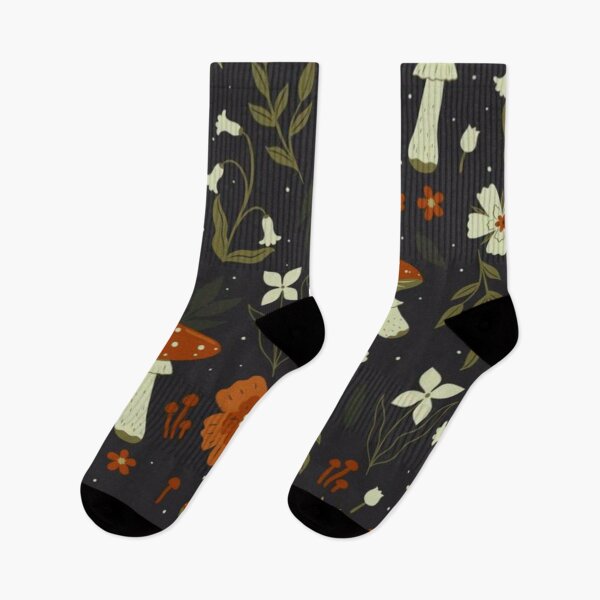 Item preview, Dark Cottagecore Mushroom Pattern Vintage Floral Amanita Botanical Print designed and sold by LYAN-STORE.