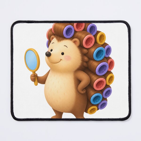 Item preview, Hedgehog Wearing Colorful Hair Rollers designed and sold by Idans.