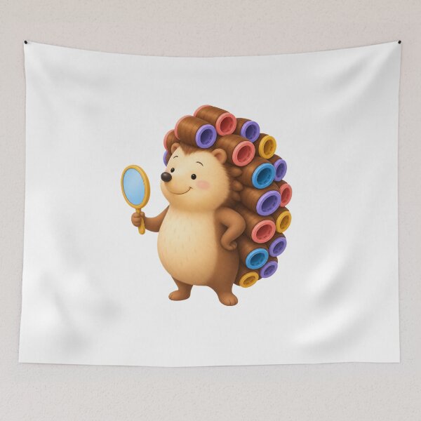 Item preview, Hedgehog Wearing Colorful Hair Rollers designed and sold by Idans.