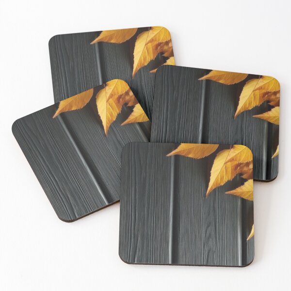 Item preview, Autumn Yellow Leaves on Dark Wood Background Fall Foliage Frame Print designed and sold by LYAN-STORE.