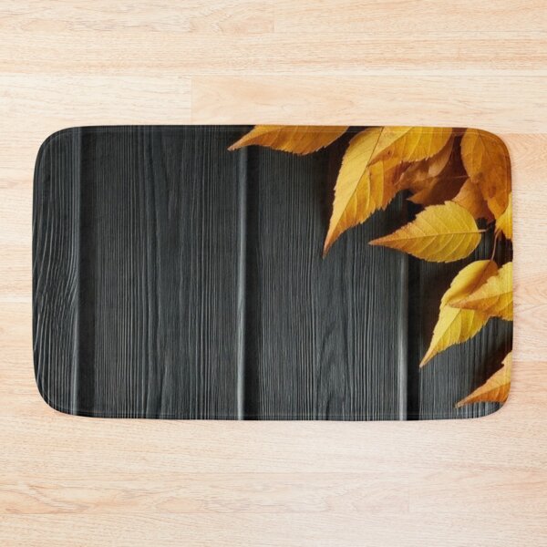 Item preview, Autumn Yellow Leaves on Dark Wood Background Fall Foliage Frame Print designed and sold by LYAN-STORE.
