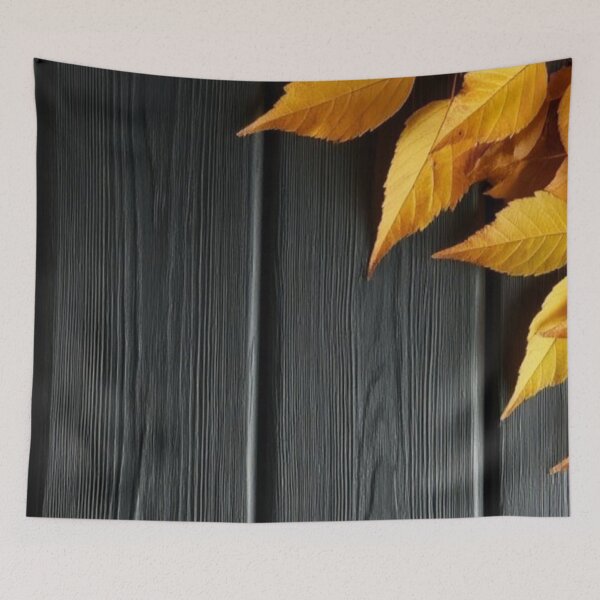 Item preview, Autumn Yellow Leaves on Dark Wood Background Fall Foliage Frame Print designed and sold by LYAN-STORE.