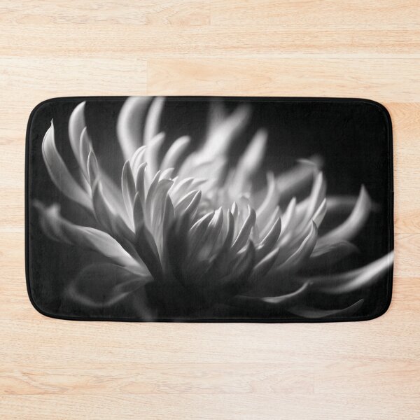 Item preview, White chrysanthemum still life micro close up portrait black and white floral photographic fine art print designed and sold by Astrid Arkhangelsky.