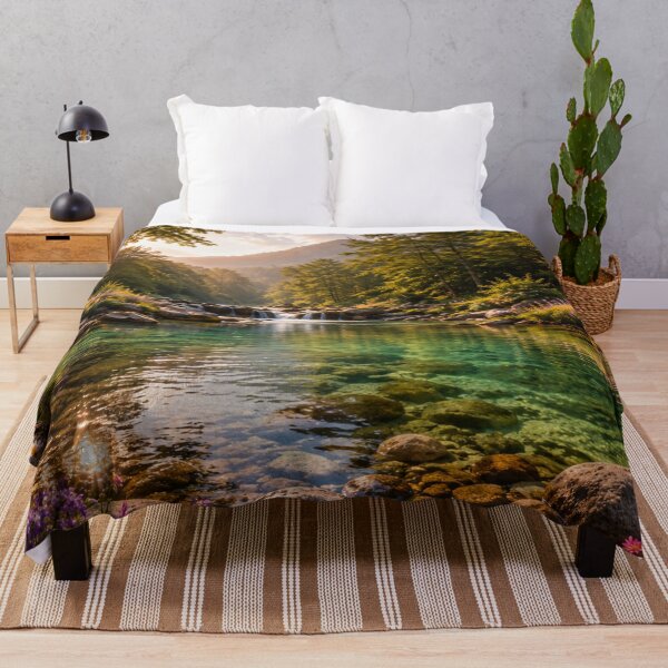 Item preview, Crystal Clear Forest River with Wildflowers and Sunlit Woodland designed and sold by Wild Bloom Paws.