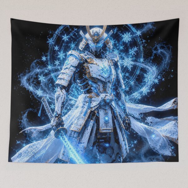Item preview, Cyber Samurai Frost Guardian Poster | Futuristic Japanese Warrior with Ice Energy Blade | Cyberpunk Wall Art designed and sold by lavanya11.