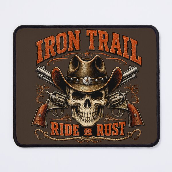 Item preview, Iron Trail Ride or Rust Cowboy Skull Western Graphic | Vintage Western Skull | Outlaw Cowboy T-Shirt Design designed and sold by ZafTeez.