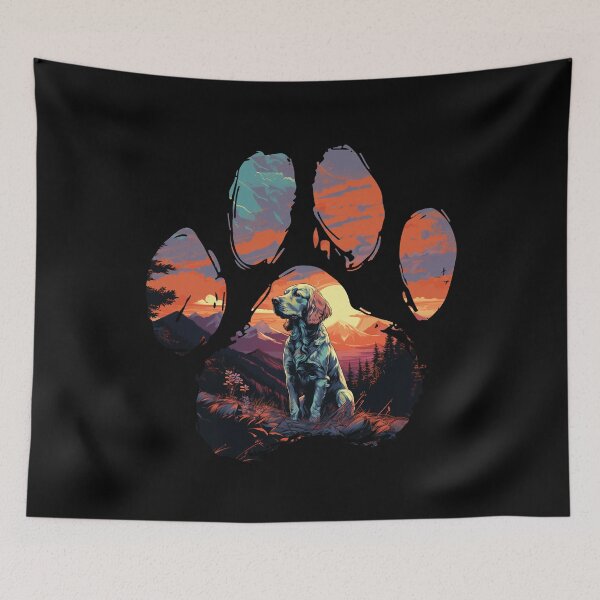 Item preview, Funny Clumber Spaniel Paw Synthwave Mountain Tree Mom Dad Kids designed and sold by rafaeltto.