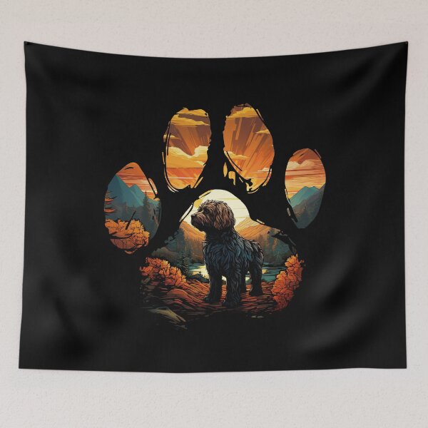 Item preview, Funny Cockapoo Paw Synthwave Mountain Tree Mom Dad Kids designed and sold by rafaeltto.