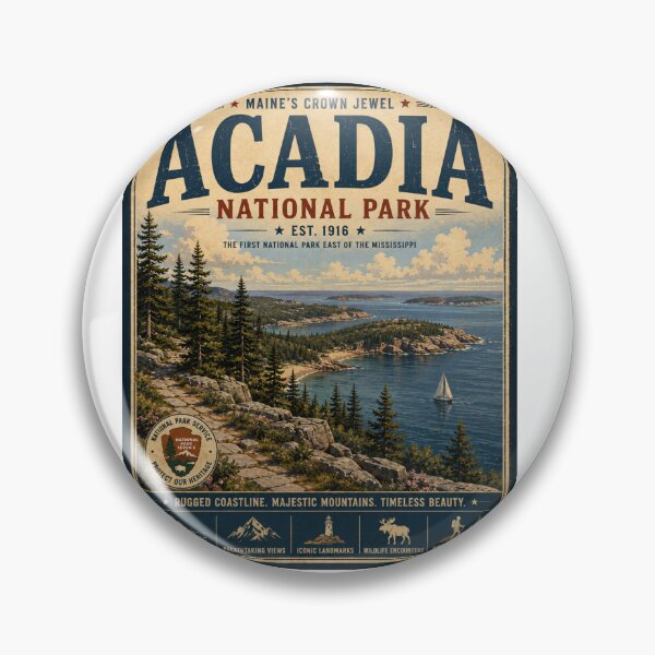 Item preview, Acadia National Park Vintage Travel Poster | Maine, USA designed and sold by SlanPOD.
