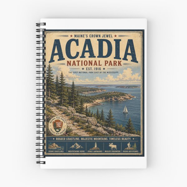 Aperçu de l'œuvre Affiche touristique vintage du parc national d'Acadia | Maine, États-Unis créée et vendue par SlanPOD.