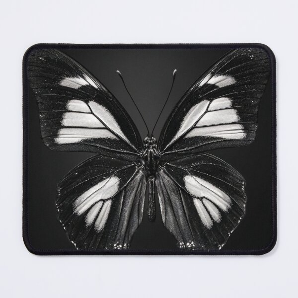 Item preview, Black and white butterfly still life portrait single butterfly centered fine art photographic print designed and sold by Astrid Arkhangelsky.