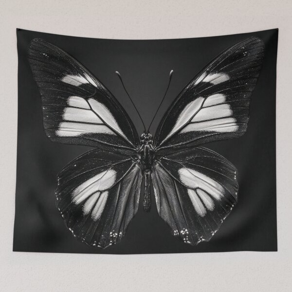 Item preview, Black and white butterfly still life portrait single butterfly centered fine art photographic print designed and sold by Astrid Arkhangelsky.