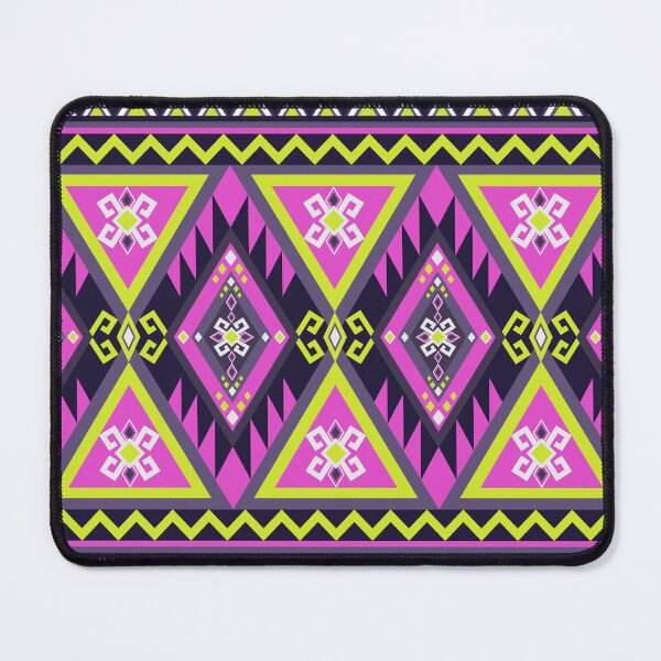 Item preview, Vibrant Aztec Geometric Tribal Pattern in Magenta and Lime Green designed and sold by Aumpuk.