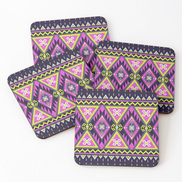 Item preview, Vibrant Aztec Geometric Tribal Pattern in Magenta and Lime Green designed and sold by Aumpuk.