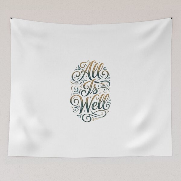 Item preview, All Is Well Vintage Typography T-Shirt | Minimalist Lantern Nature Quote | Inspirational Retro Aesthetic Design designed and sold by Bhaskar Digital Art.