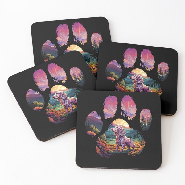 Item preview, Funny Cream Dachshund Paw Synthwave Mountain Tree Mom Dad Kids designed and sold by rafaeltto.