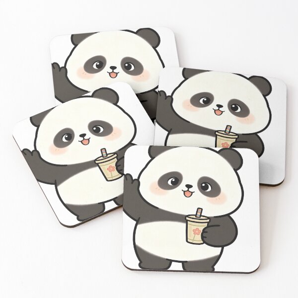 Item preview, Waving Kawaii Panda With Floral Boba designed and sold by a575642903.