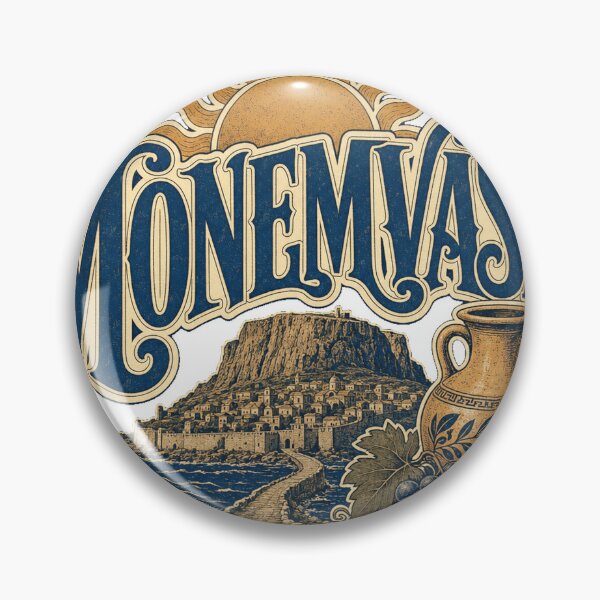 Item preview, Monemvasia Greece Vintage Hand Lettered Travel Emblem designed and sold by VisualArtsOasis.