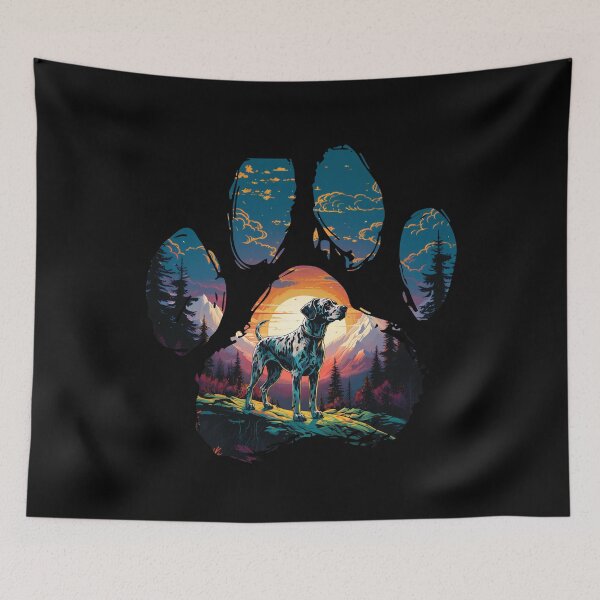 Item preview, Funny Dalmatian Paw Synthwave Mountain Tree Mom Dad Kids designed and sold by rafaeltto.