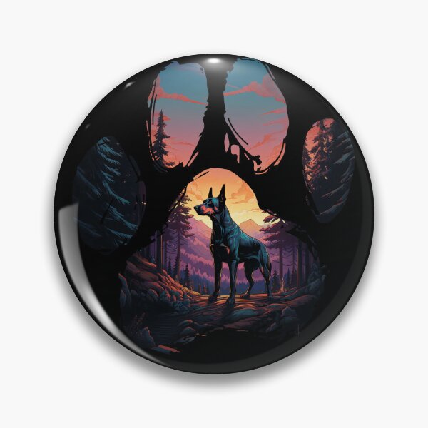 Item preview, Funny Dobermann Paw Synthwave Mountain Tree Mom Dad Kids designed and sold by rafaeltto.