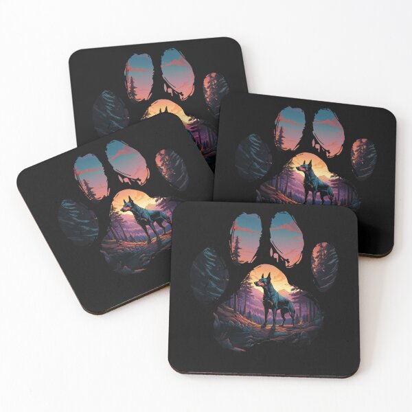 Item preview, Funny Dobermann Paw Synthwave Mountain Tree Mom Dad Kids designed and sold by rafaeltto.