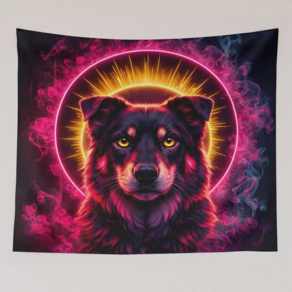 Item preview, Neon Cyberpunk Dog | Futuristic Glowing Canine Portrait designed and sold by ZibaCentralShop.