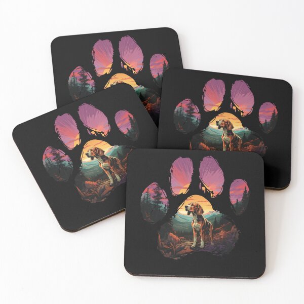 Item preview, Funny English Foxhound Paw Synthwave Mountain Tree Mom Dad Kids designed and sold by rafaeltto.