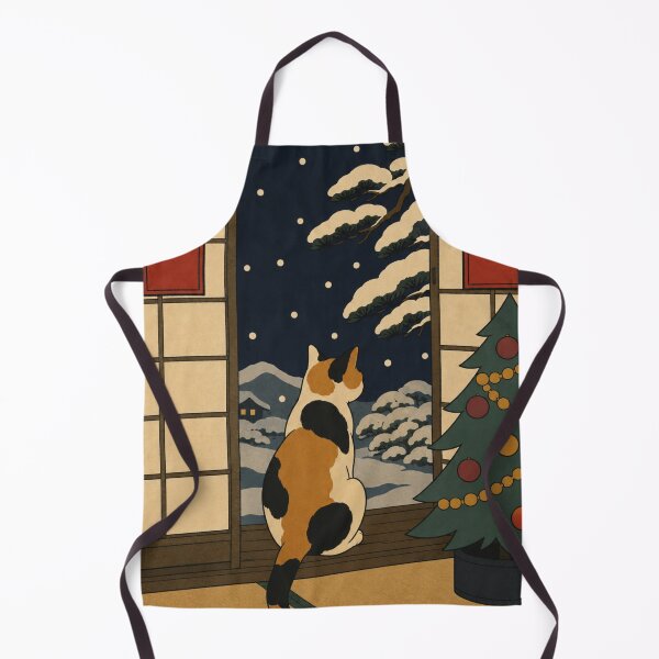 Item preview, Cat Watching the Snow Fall — Edo Christmas Cats No. 7 | Ukiyo-e Woodblock designed and sold by Planthem.