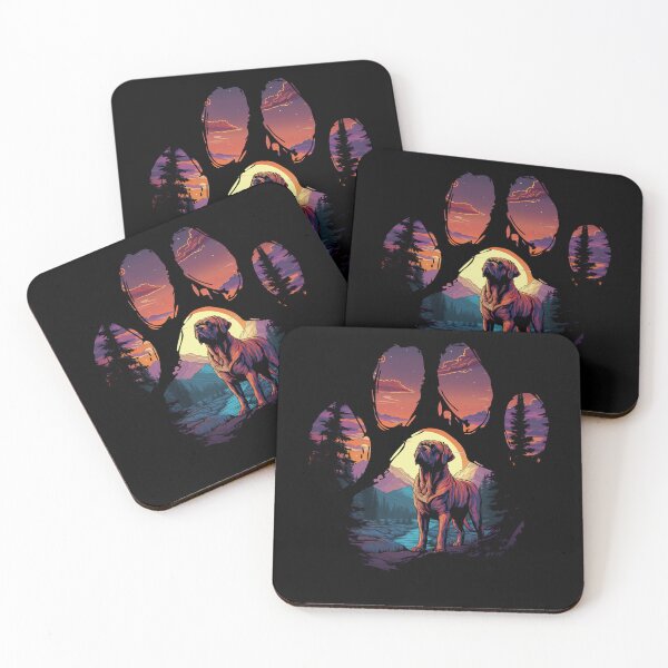 Item preview, Funny English Mastiff Paw Synthwave Mountain Tree Mom Dad Kids designed and sold by rafaeltto.
