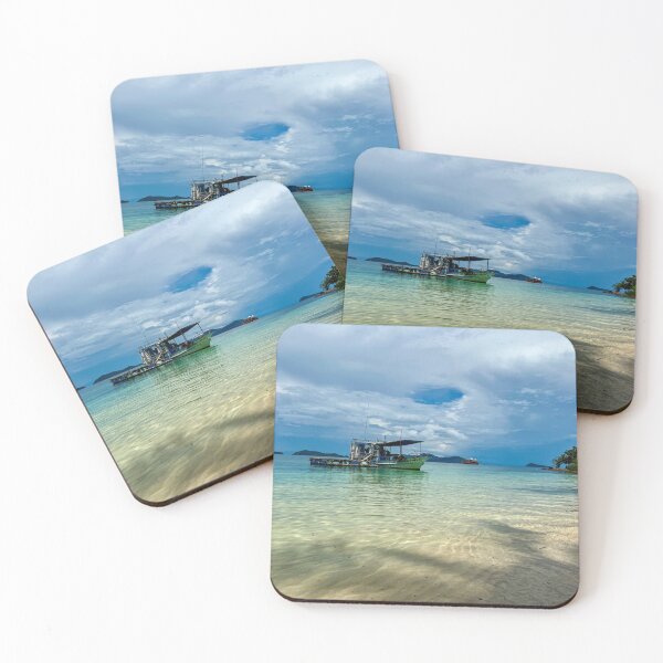 Item preview, tropical-beach-boat designed and sold by PhotographyPi.
