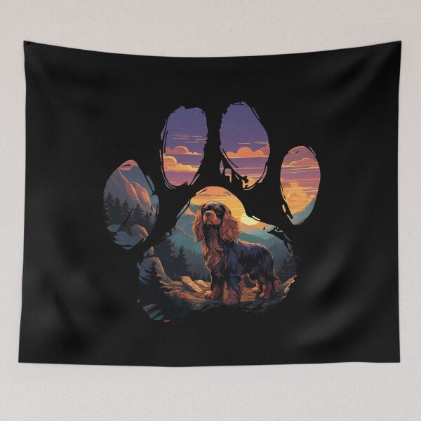 Item preview, Funny English Toy Spaniel Paw Synthwave Mountain Tree Mom Dad Kids designed and sold by rafaeltto.