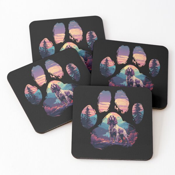 Item preview, Funny English Springer Spaniel Paw Synthwave Mountain Tree Mom Dad Kids designed and sold by rafaeltto.