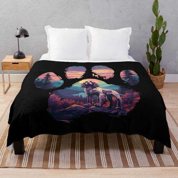 Item preview, Funny English Springer Spaniel Paw Synthwave Mountain Tree Mom Dad Kids designed and sold by rafaeltto.