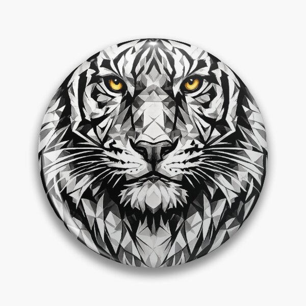 Item preview, Geometric Bengal Tiger Head | Low Poly Tiger Vector | Black & White Wildlife Sticker designed and sold by DesertInkArt.
