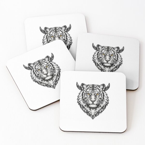 Item preview, Geometric Bengal Tiger Head | Low Poly Tiger Vector | Black & White Wildlife Sticker designed and sold by DesertInkArt.