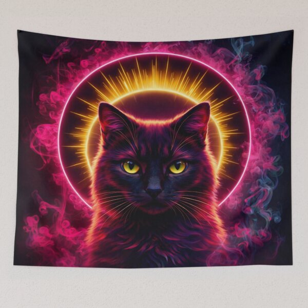 Item preview, Neon Cyberpunk Cat | Futuristic Glowing Feline Portrait designed and sold by ZibaCentralShop.