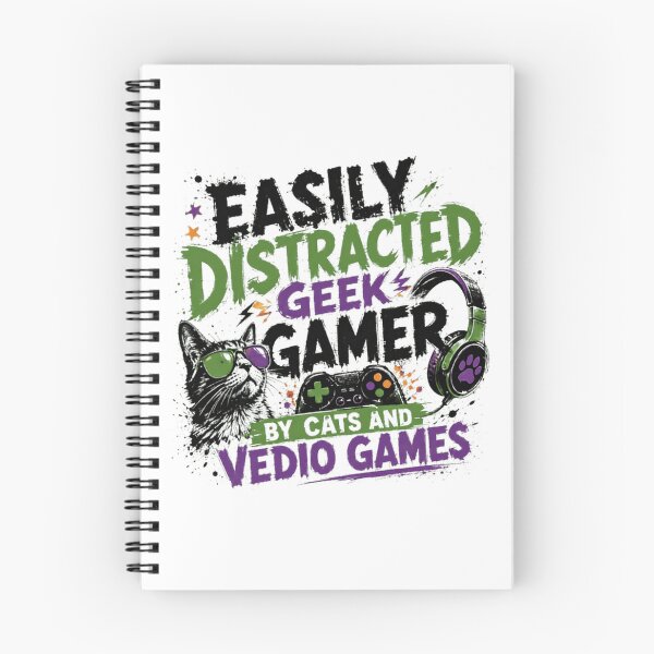 Item preview, Easily Distracted Geek Gamer By Cats And Vedio Games designed and sold by RetroMini2026.