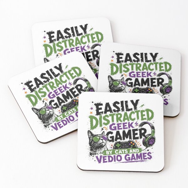Item preview, Easily Distracted Geek Gamer By Cats And Vedio Games designed and sold by RetroMini2026.