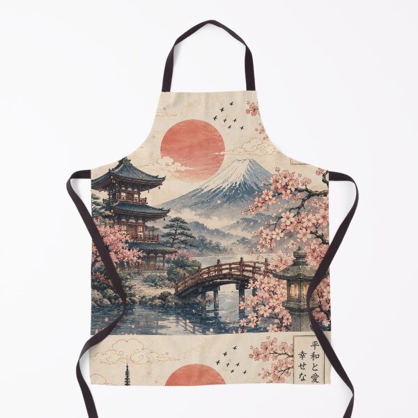 Item preview, Japanese Sakura Landscape – Mount Fuji & Pagoda Vintage Art designed and sold by LunaVales.