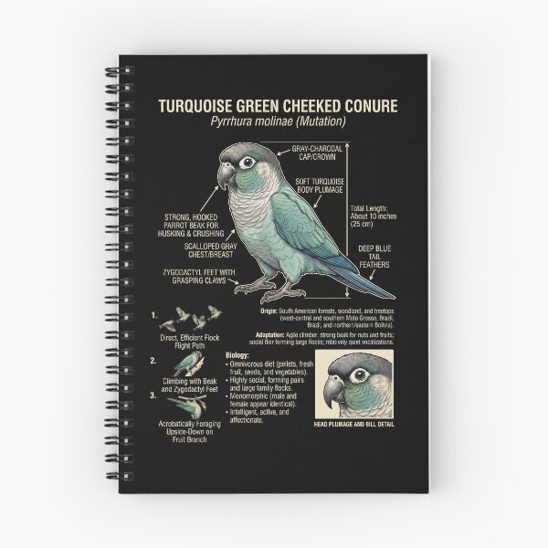 Item preview, Turquoise Green Cheeked Conure Scientific Anatomy Ornithology Parrot Lover designed and sold by dian-rody-crest.