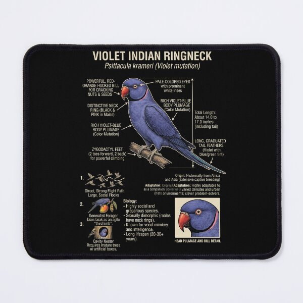 Item preview, Violet Indian Ringneck Scientific Anatomy Ornithology Parrot Lover designed and sold by dian-rody-crest.