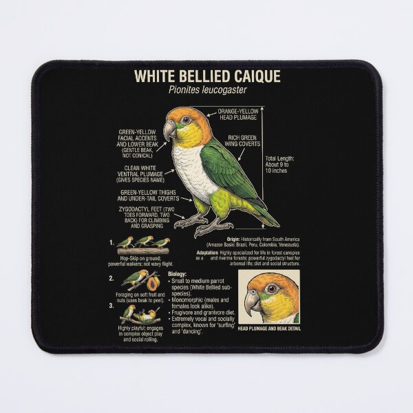 Item preview, White Bellied Caique Scientific Anatomy Ornithology Parrot Lover designed and sold by dian-rody-crest.