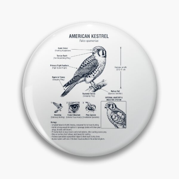Item preview, American Kestrel Scientific Anatomy Ornithology Bird Birding Lover designed and sold by dian-rody-crest.