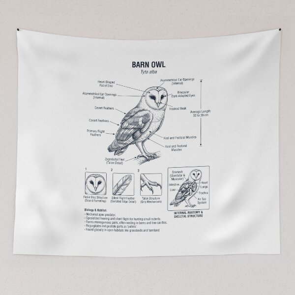Item preview, Barn Owl Scientific Anatomy Ornithology Bird Birding Lover designed and sold by dian-rody-crest.